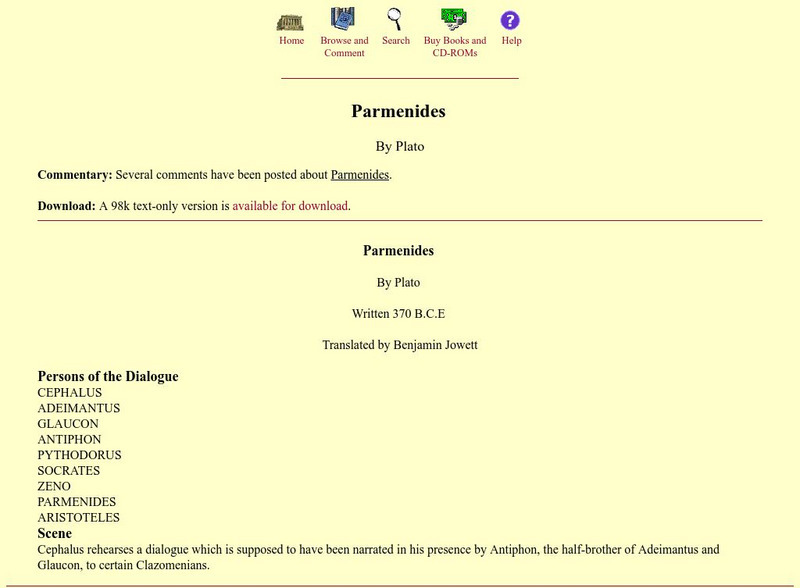 Mit: Internet Classics Archive: Parmenides eBook