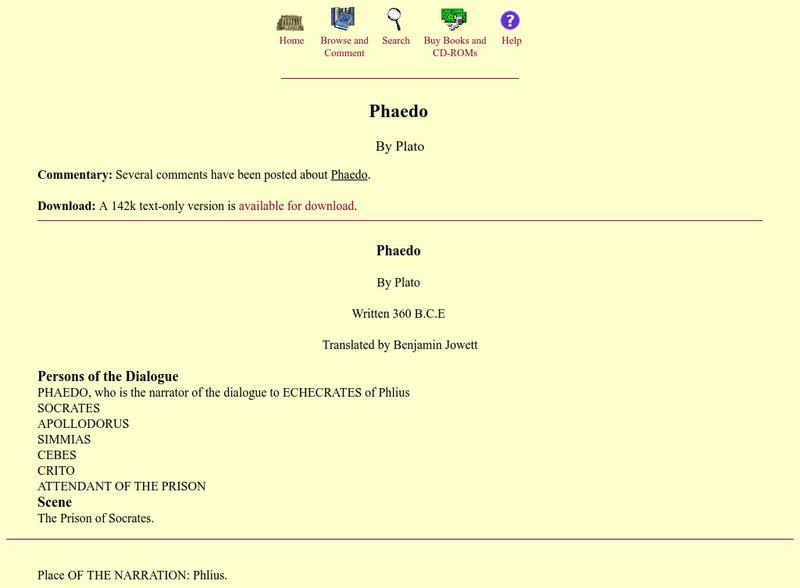 Mit: Internet Classics Archive: Phaedo eBook