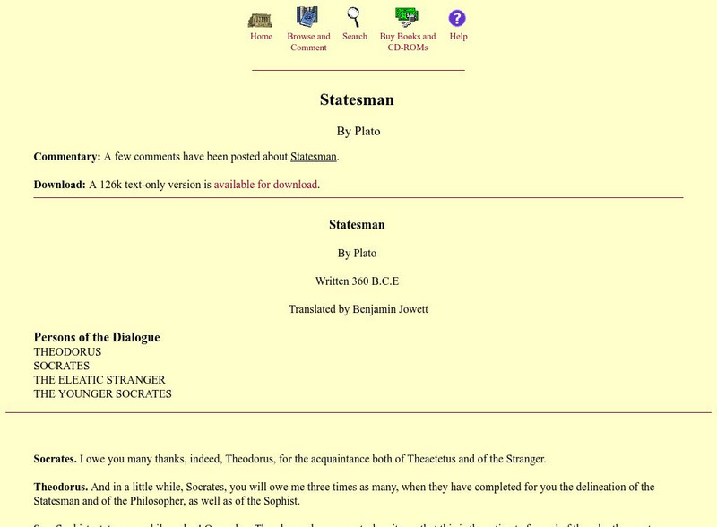 Mit: Internet Classics Archive: Statesman eBook
