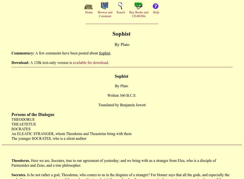 Mit: Internet Classics Archive: Sophist eBook