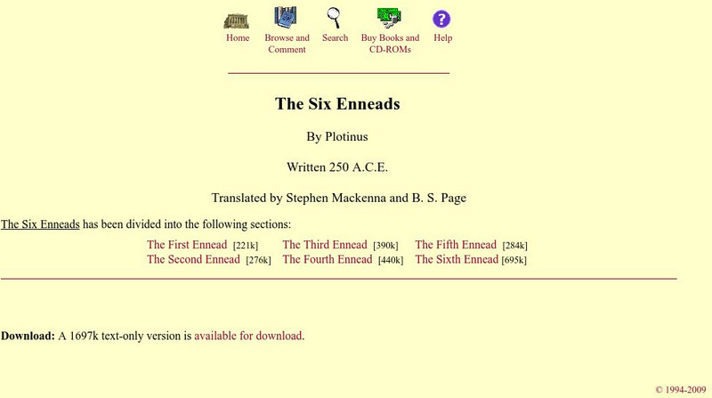 Mit: Internet Classics Archive: The Six Enneads eBook