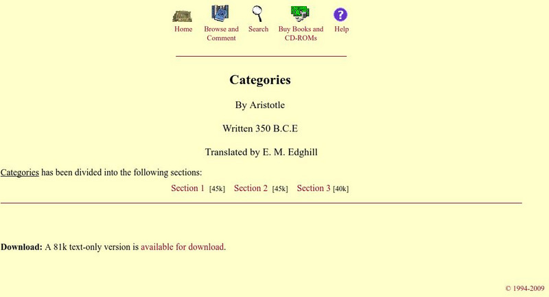 Mit: Internet Classics Archive: Categories eBook