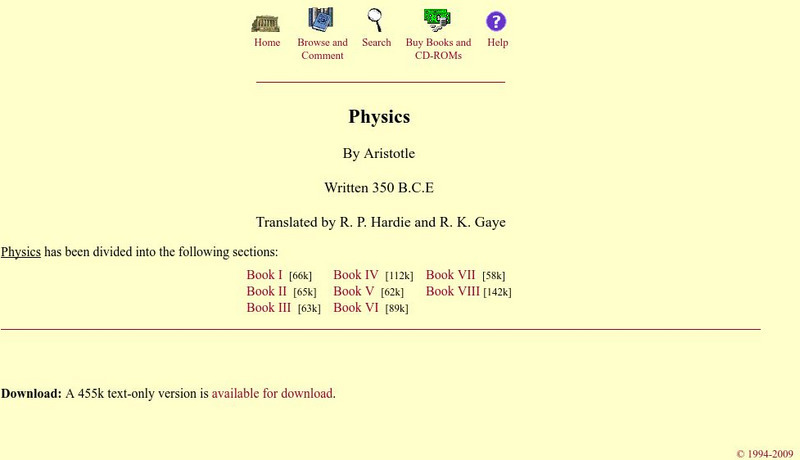 Mit: Internet Classics Archive: Physics eBook