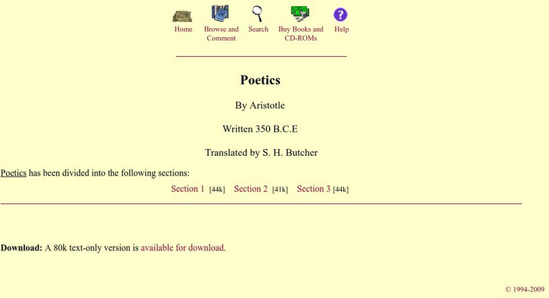Mit: Internet Classics Archive: Poetics eBook