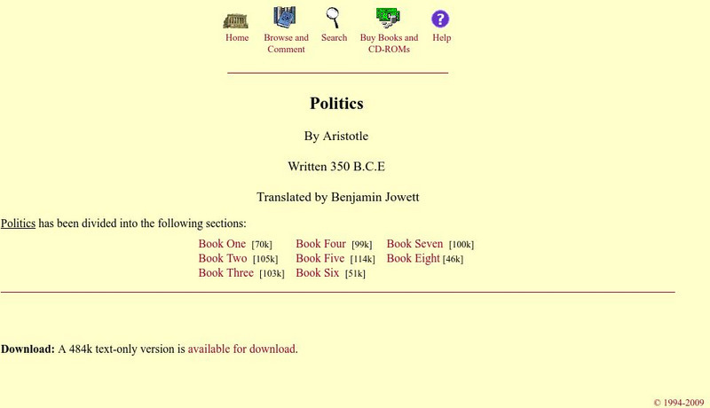 Mit: Internet Classics Archive: Politics eBook