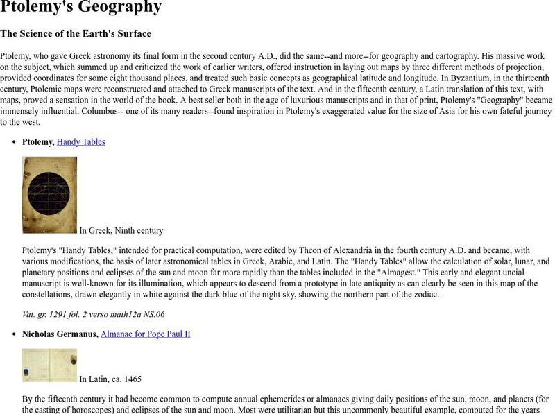 Ibiblio: Ptolemy's Geography Unit Plan Ibiblio: Ptolemy's Geography Unit Plan