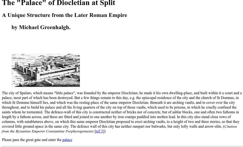 Ibiblio: The "Palace" of Diocletian at Split Article