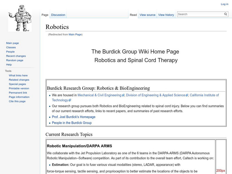Cal Tech: Robotics Home Page Website Cal Tech: Robotics Home Page Website