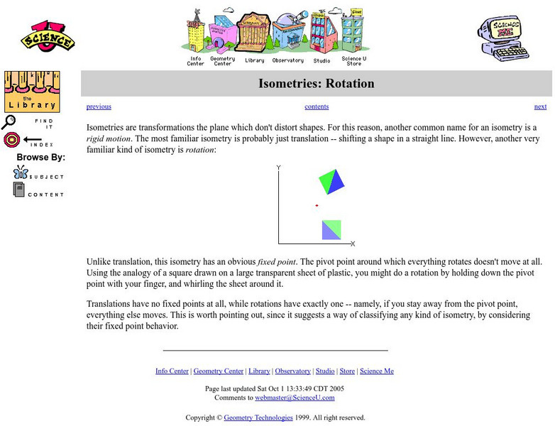 Science U: Isometries: Rotation Unit Plan Science U: Isometries: Rotation Unit Plan