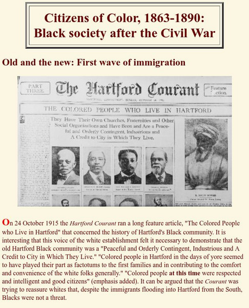 Hartford Black History Project: Citizens of Color: Black Society After Civil War Website Hartford Black History Project: Citizens of Color: Black Society After Civil War Website
