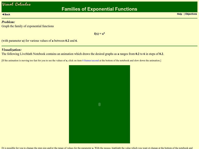 Math Archives: Visual Calculus: Families of Exponential Functions Interactive Math Archives: Visual Calculus: Families of Exponential Functions Interactive