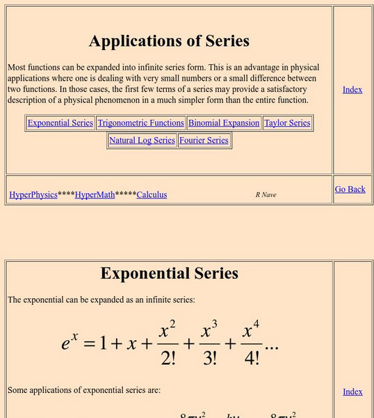 Georgia State University: Hyper Physics: Infinite Series Handout Georgia State University: Hyper Physics: Infinite Series Handout