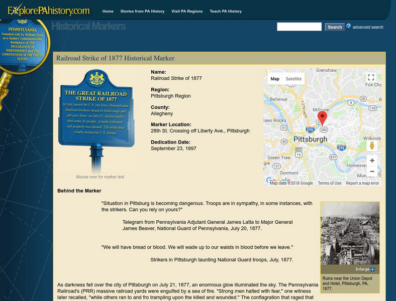 Expore Pa History: Railroad Strike of 1877 Historical Marker Website Expore Pa History: Railroad Strike of 1877 Historical Marker Website