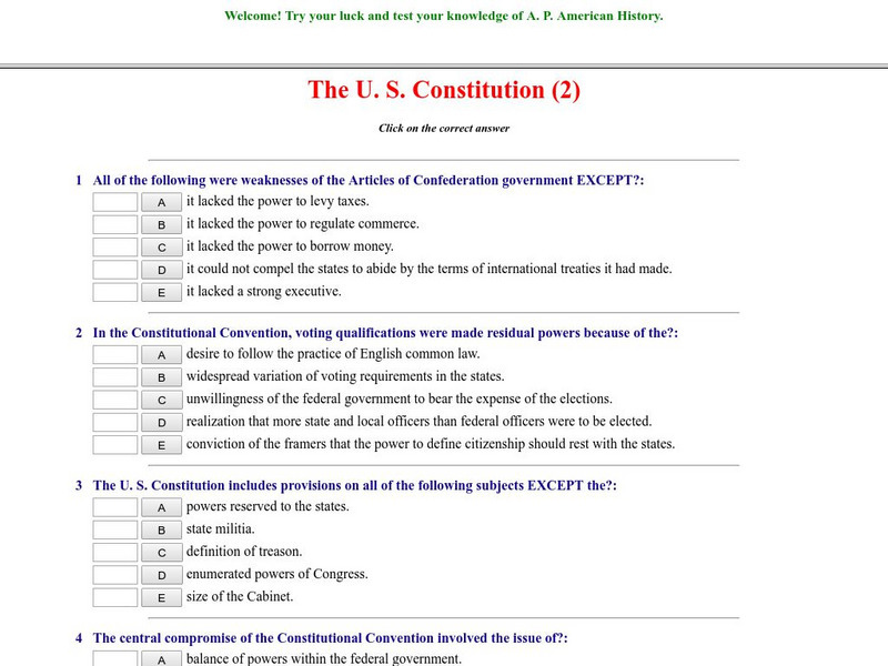 Historyteacher.net: The u.s. Constitution: Quiz (2) Unknown Type Historyteacher.net: The u.s. Constitution: Quiz (2) Unknown Type