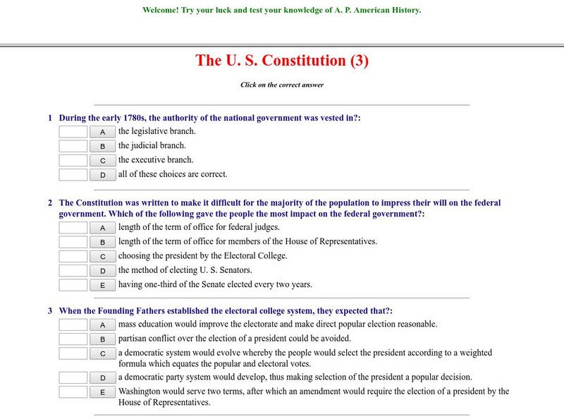 Historyteacher.net: The u.s. Constitution: Quiz (3) Unknown Type Historyteacher.net: The u.s. Constitution: Quiz (3) Unknown Type