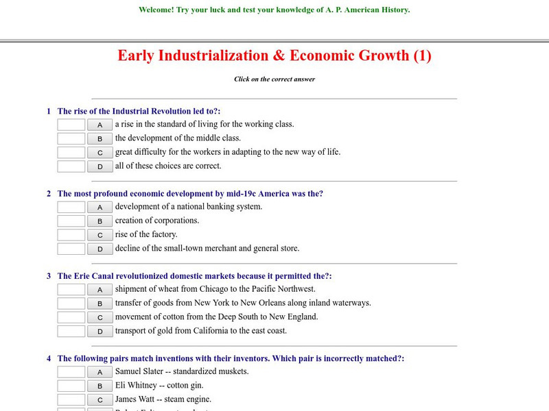 Historyteacher.net: Early Industrialization & Economic Growth: Quiz (1) Unknown Type Historyteacher.net: Early Industrialization & Economic Growth: Quiz (1) Unknown Type