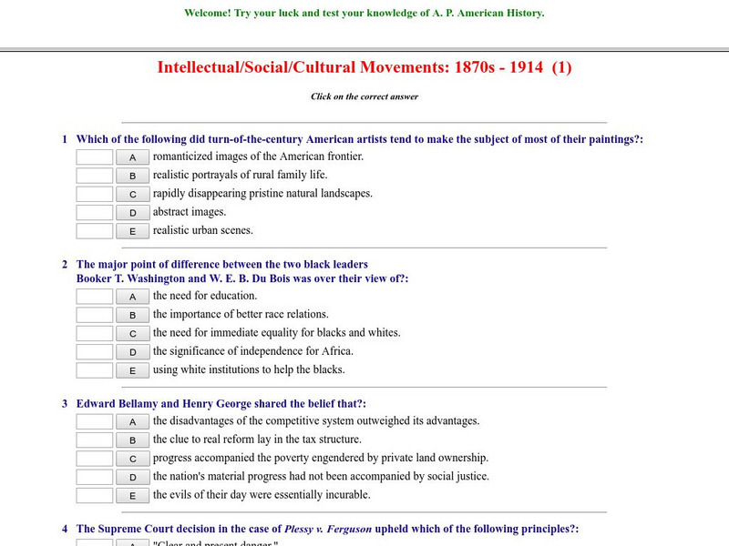 Historyteacher.net: Intellectual/social/cultural Movements: 1870s 1914: Quiz (1) Unknown Type Historyteacher.net: Intellectual/social/cultural Movements: 1870s 1914: Quiz (1) Unknown Type