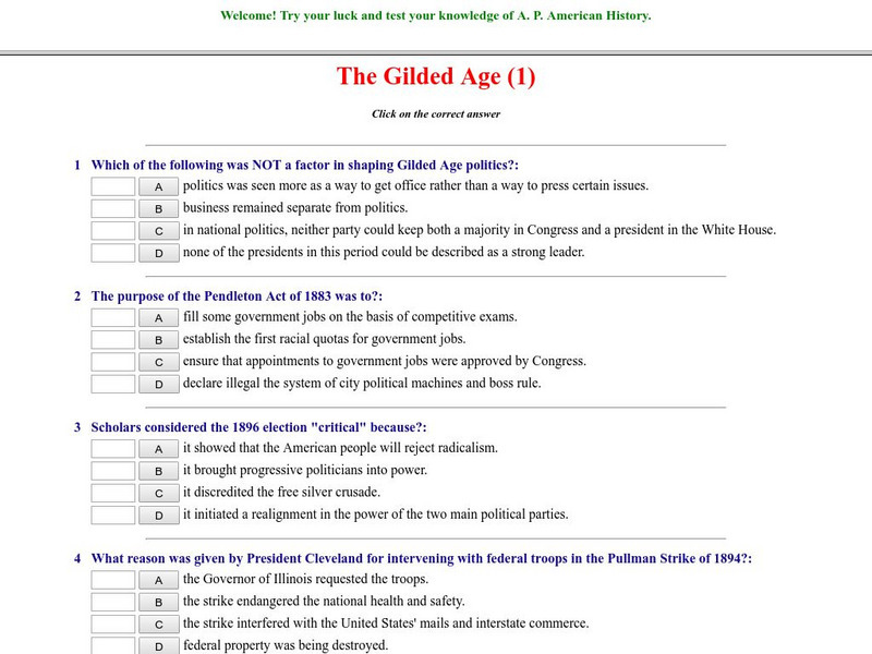 Historyteacher.net: The Gilded Age: Quiz (1) Unknown Type