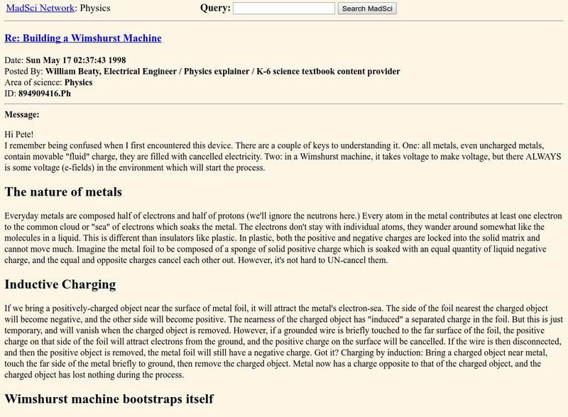 Mad Scientist Network: Building a Wimshurst Machine Website Mad Scientist Network: Building a Wimshurst Machine Website