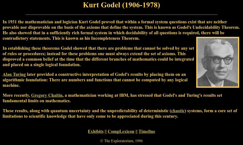 Exploratorium: Kurt Godel Handout