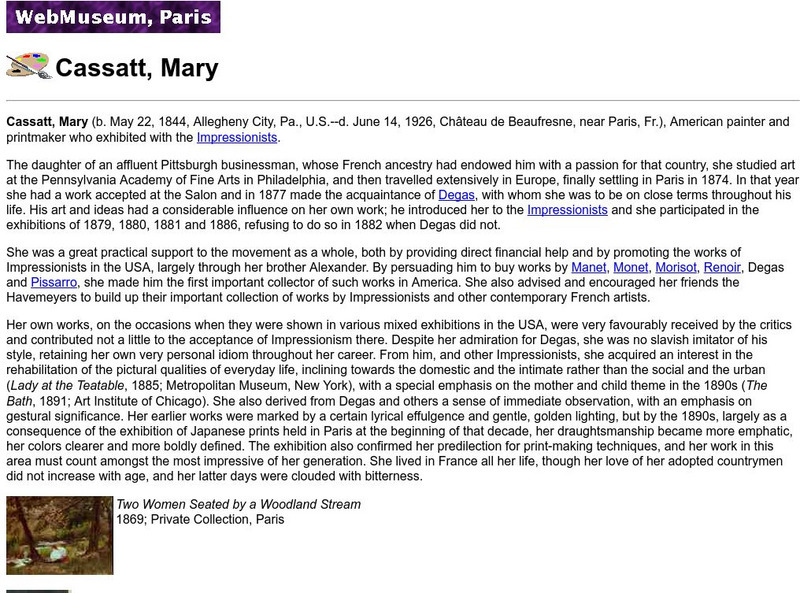 Ibiblio: Web Museum: Mary Cassatt Handout Ibiblio: Web Museum: Mary Cassatt Handout