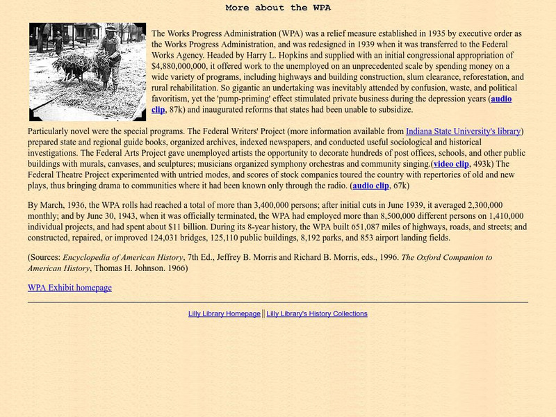 Indiana University: More About the Wpa Website Indiana University: More About the Wpa Website