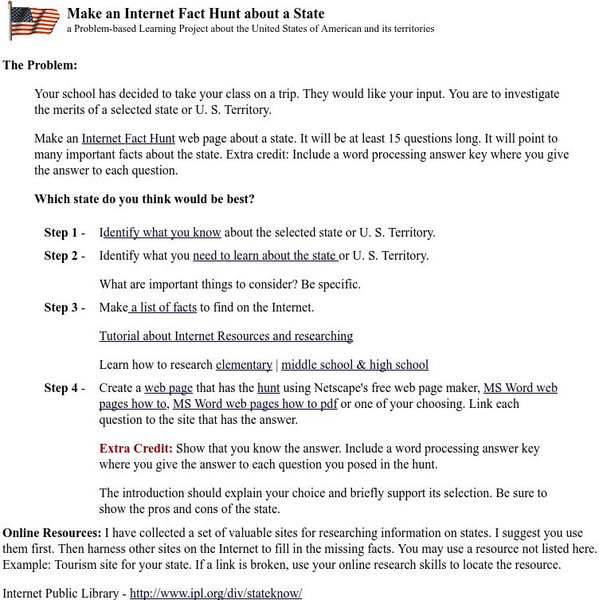 Mrs. O's House: Make an Internet Fact Hunt About a State Activity Mrs. O's House: Make an Internet Fact Hunt About a State Activity