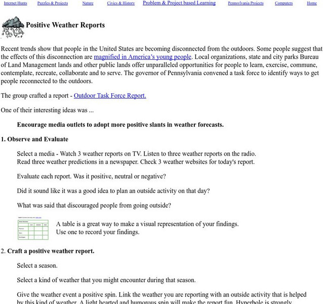 Mrs. O's House: Positive Weather Reports Lesson Plan Mrs. O's House: Positive Weather Reports Lesson Plan