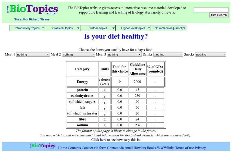 Bio Topics: Is Your Diet Healthy? Interactive Bio Topics: Is Your Diet Healthy? Interactive