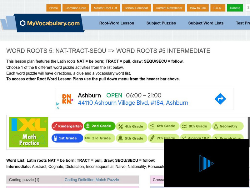 My vocabulary.com: Word Roots Lesson 5:nat Tract Sequ:word Roots #5 Intermediate Lesson Plan My vocabulary.com: Word Roots Lesson 5:nat Tract Sequ:word Roots #5 Intermediate Lesson Plan
