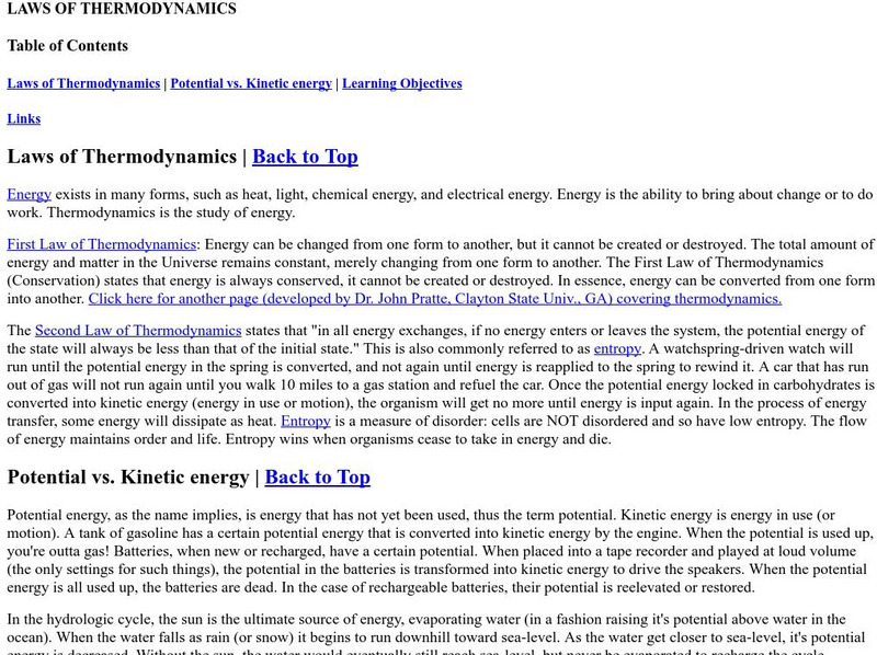 Estrella Mountain: Laws of Thermodynamics Handout Estrella Mountain: Laws of Thermodynamics Handout