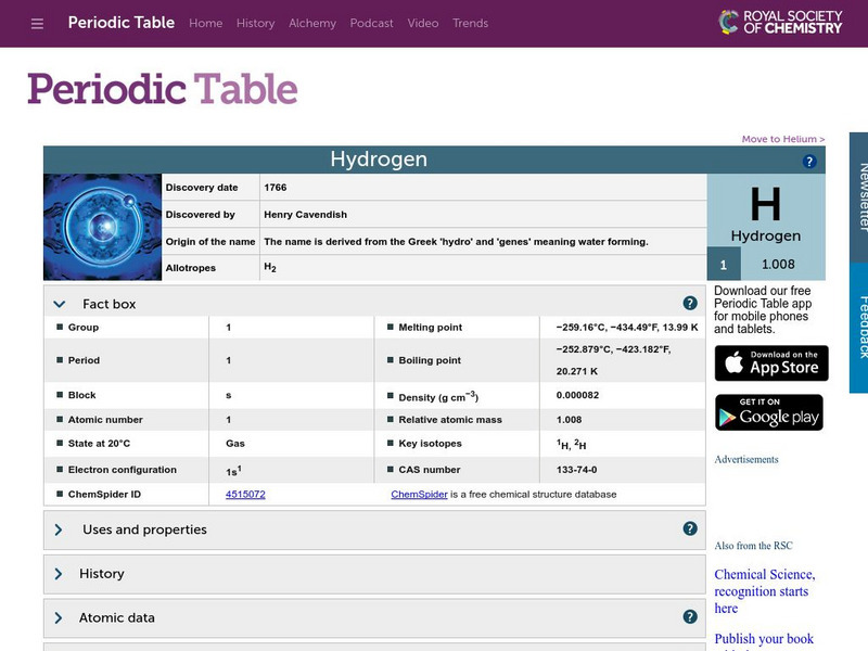 Visual Elements: Hydrogen Handout Visual Elements: Hydrogen Handout