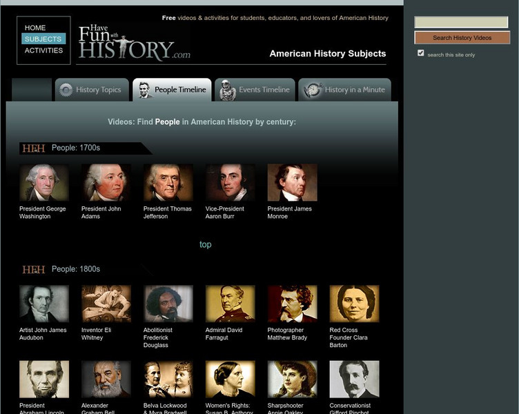 Have Fun With History: American History Subjects: People Timeline Instructional Video Have Fun With History: American History Subjects: People Timeline Instructional Video