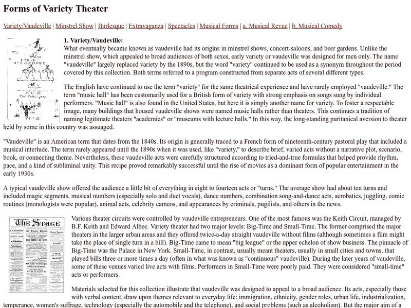 Loc: American Variety Stage: Forms of Variety Theater Website Loc: American Variety Stage: Forms of Variety Theater Website