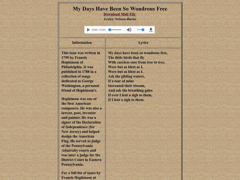 My Days Have Been So Wondrous Free Hopkinson Website