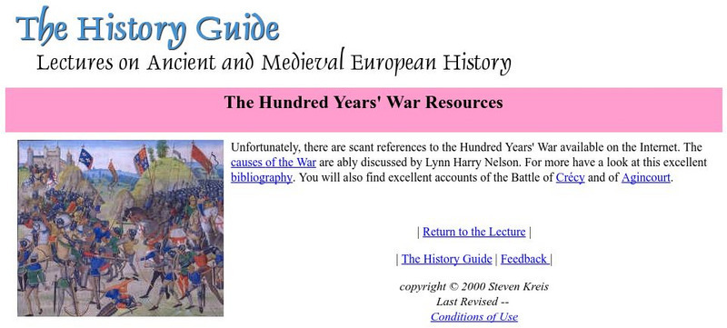 The History Guide: The Hundred Years' War Resources Handout The History Guide: The Hundred Years' War Resources Handout