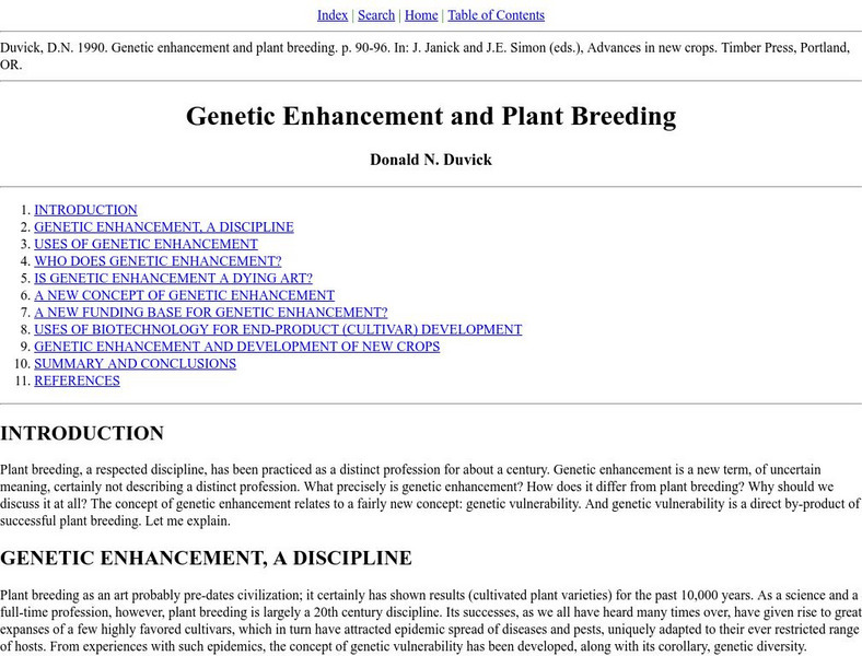 Genetic Enhancement and Plant Breeding Primary Genetic Enhancement and Plant Breeding Primary