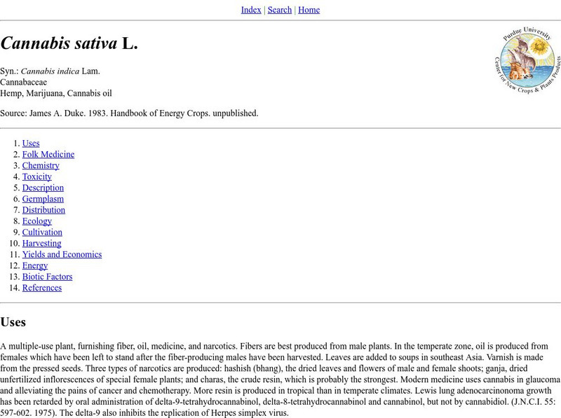 Purdue University: Cannabis Sativa L. Website Purdue University: Cannabis Sativa L. Website