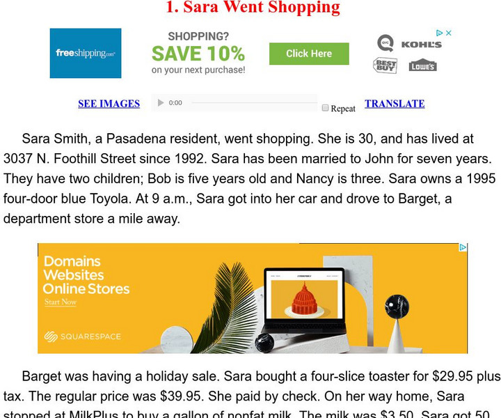 Esl: English for Intermediate Learners (2): Sara Went Shopping Unit Plan Esl: English for Intermediate Learners (2): Sara Went Shopping Unit Plan