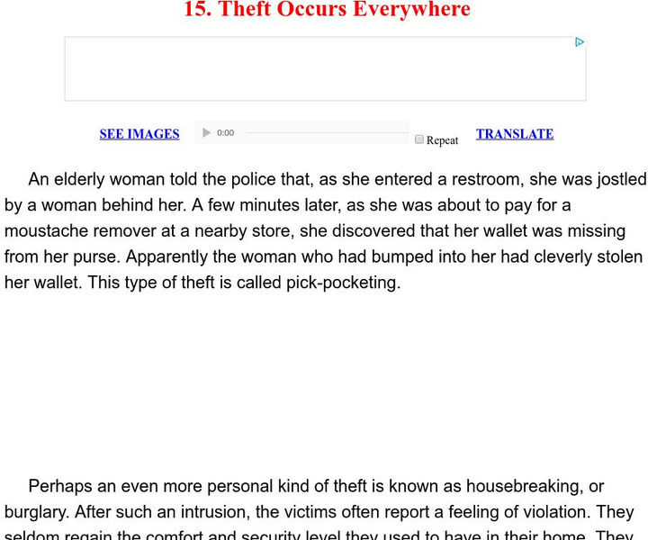 Esl: English for Intermediate Learners (2): Theft Occurs Everywhere Unit Plan Esl: English for Intermediate Learners (2): Theft Occurs Everywhere Unit Plan
