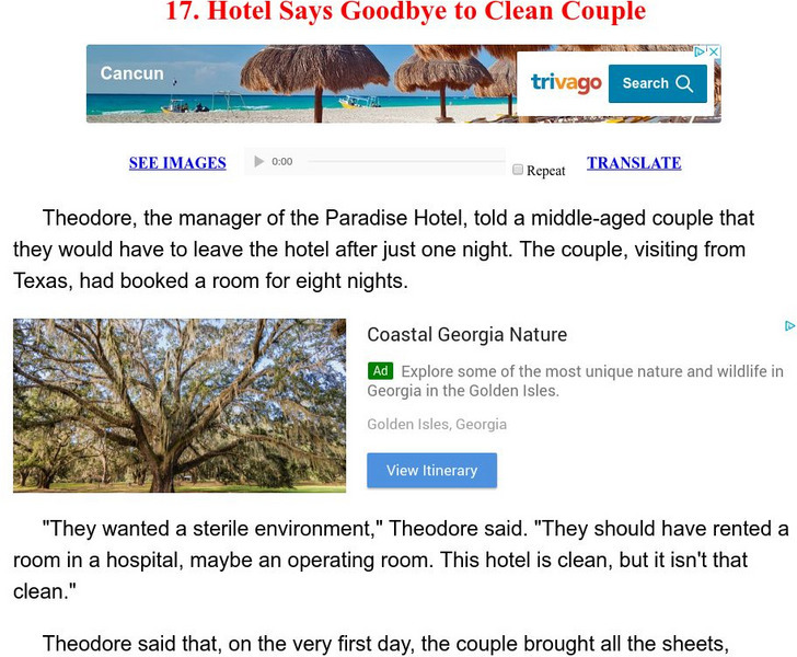 Esl: English for Intermediate Learners (2): Hotel Says Goodbye to Clean Couple Unit Plan Esl: English for Intermediate Learners (2): Hotel Says Goodbye to Clean Couple Unit Plan