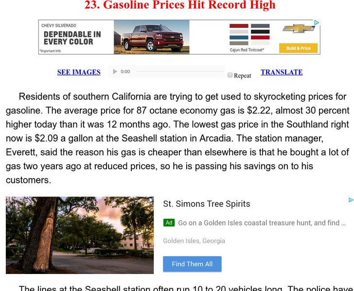 Esl: English for Intermediate Learners (2): Gasoline Prices Hit Record High Unit Plan Esl: English for Intermediate Learners (2): Gasoline Prices Hit Record High Unit Plan