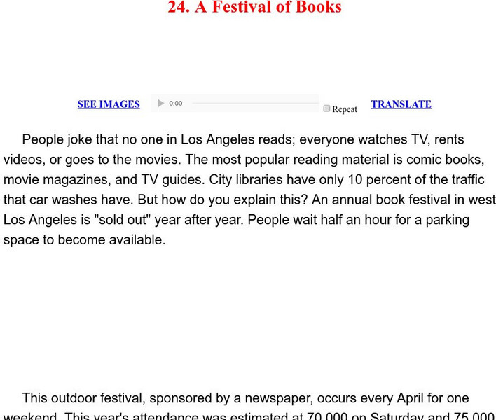 Esl: English for Intermediate Learners (2): A Festival of Books Unit Plan Esl: English for Intermediate Learners (2): A Festival of Books Unit Plan