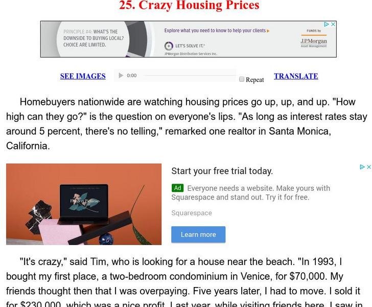 Esl: English for Intermediate Learners (2): Crazy Housing Prices Unit Plan Esl: English for Intermediate Learners (2): Crazy Housing Prices Unit Plan
