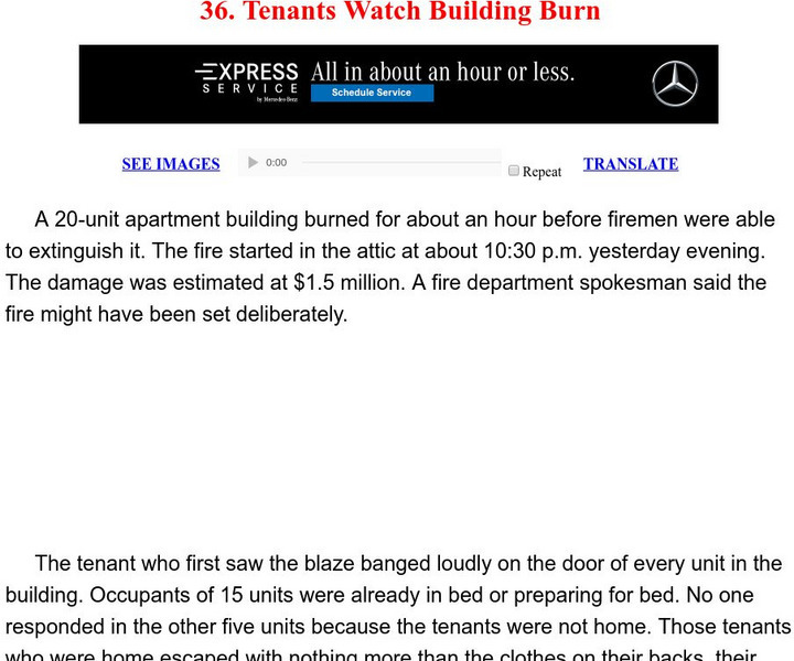 Esl: English for Intermediate Learners (2): Tenants Watch Building Burn Unit Plan Esl: English for Intermediate Learners (2): Tenants Watch Building Burn Unit Plan