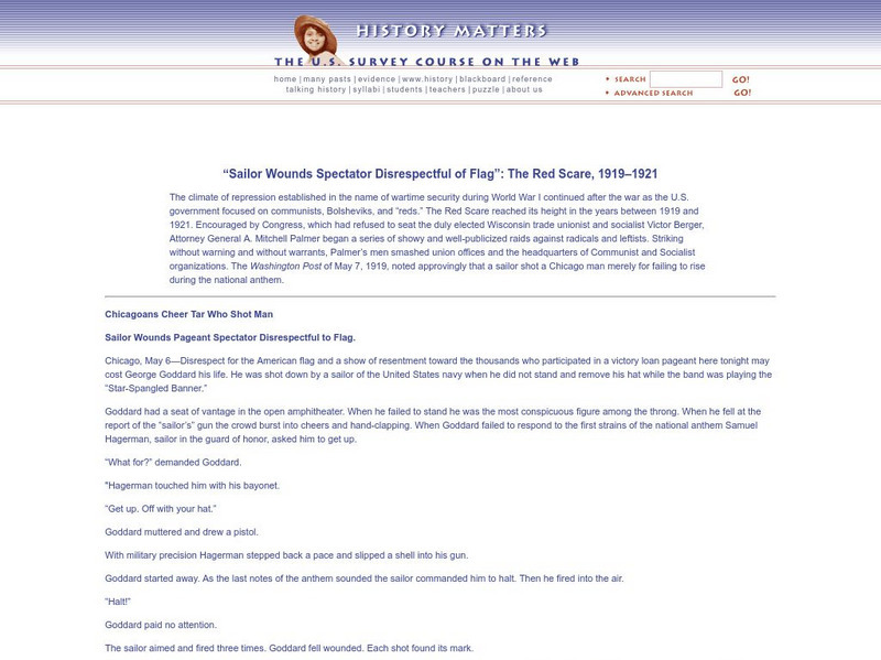 History Matters: Sailor Wounds Pageant Spectator Disrespectful to Flag Article