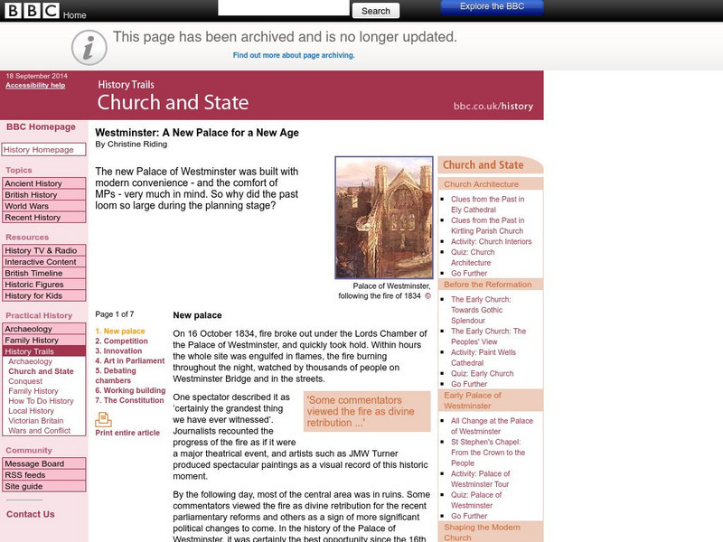 Bbc: History: Westminster: A New Palace for a New Age Website Bbc: History: Westminster: A New Palace for a New Age Website