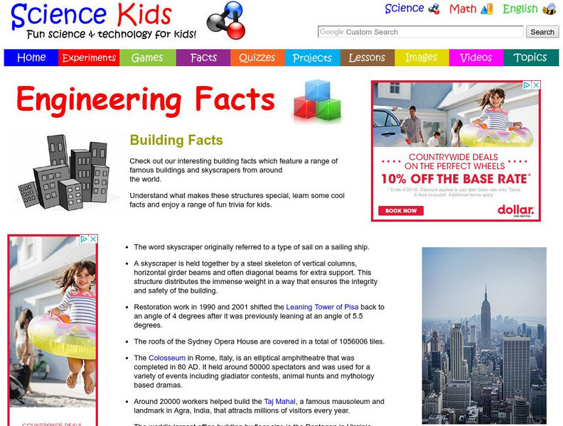 Science Kids: Science Facts: Building Facts Handout