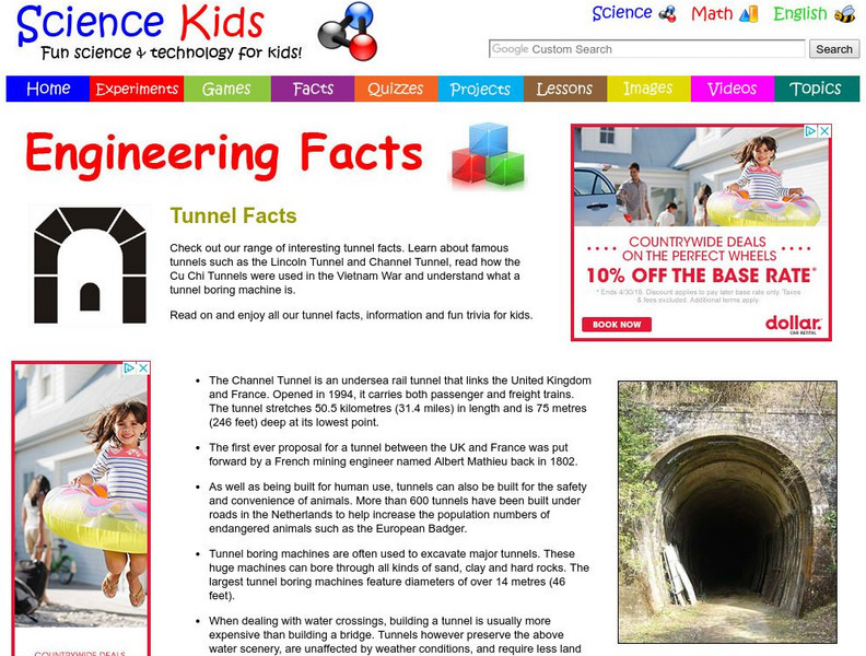 Science Kids: Engineering Facts: Tunnel Facts Handout
