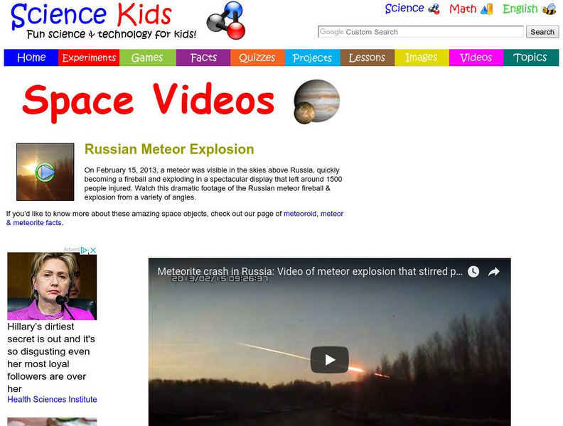 Science Kids: Space Videos: Russian Meteor Explosion Instructional Video